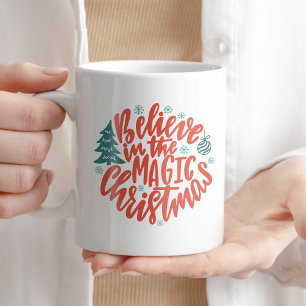 Geloof in de Magic Christmas Coffee Tea Typo Koffiemok