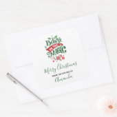 Geloof in de Magic Christmas Typography Kitchen Vierkante Sticker (Envelop)