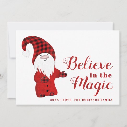Geloof in de Magic Custom Red Gnome Xmas Feestdagenkaart (Voorkant)