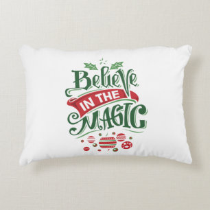 Geloof in de Magic Kersttypografie Accent Kussen