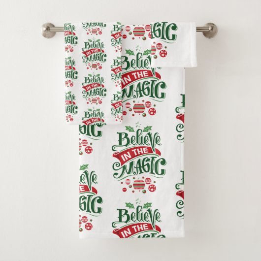 Geloof in de Magic Kersttypografie Bad Handdoek (Insitu)
