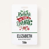 Geloof in de Magic Kersttypografie Badge (Voorkant)