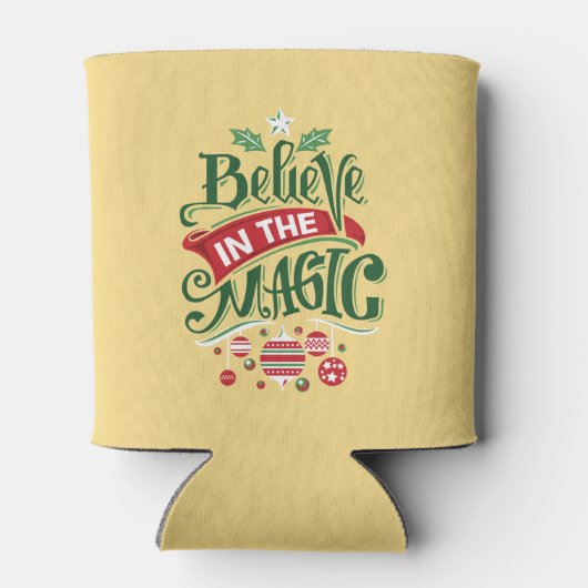 Geloof in de Magic Kersttypografie Blikjeskoeler (Achterkant)