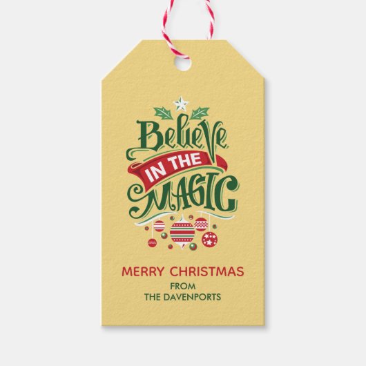 Geloof in de Magic Kersttypografie Cadeaulabel (Voorkant)