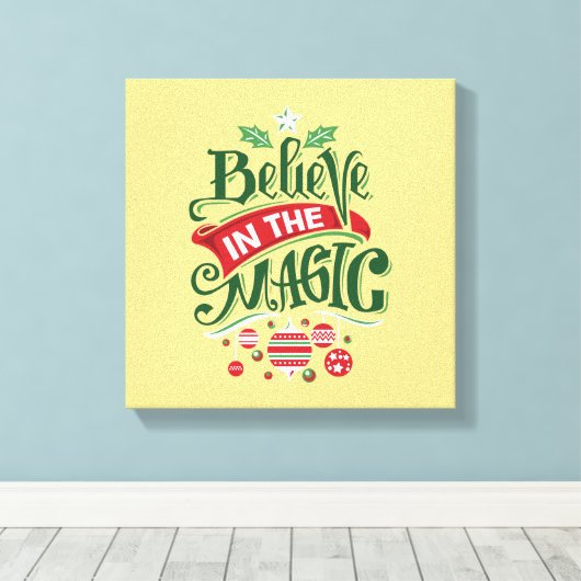 Geloof in de Magic Kersttypografie Canvas Afdruk (Insitu (Houten vloer))