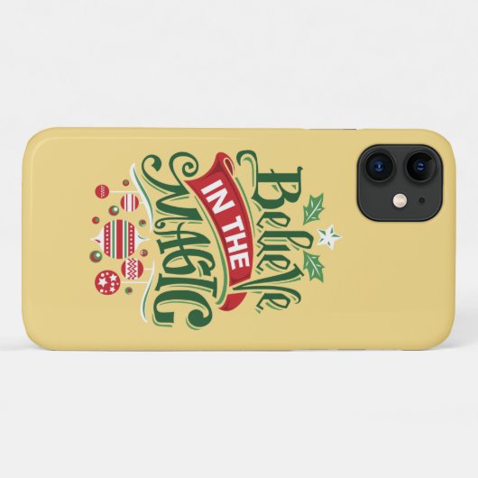 Geloof in de Magic Kersttypografie Case-Mate iPhone Case (Achterkant (horizontaal))