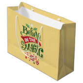 Geloof in de Magic Kersttypografie Groot Cadeauzakje (Voorkant Gekanteld)