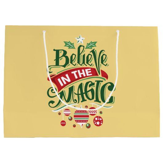 Geloof in de Magic Kersttypografie Groot Cadeauzakje (Achterkant)
