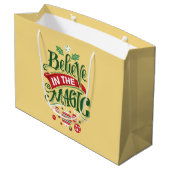 Geloof in de Magic Kersttypografie Groot Cadeauzakje (Achterkant Gekanteld)