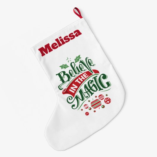 Geloof in de Magic Kersttypografie Grote Kerstsok (Achterkant (Hangend))