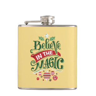 Geloof in de Magic Kersttypografie Heupfles