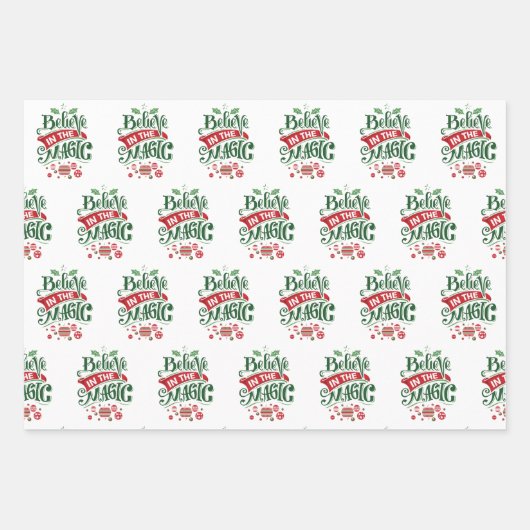 Geloof in de Magic Kersttypografie Inpakpapier Vel (Voorkant 3)