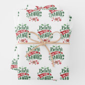 Geloof in de Magic Kersttypografie Inpakpapier Vel (In situ)