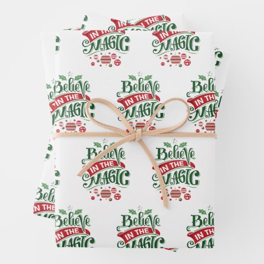 Geloof in de Magic Kersttypografie Inpakpapier Vel (In situ)