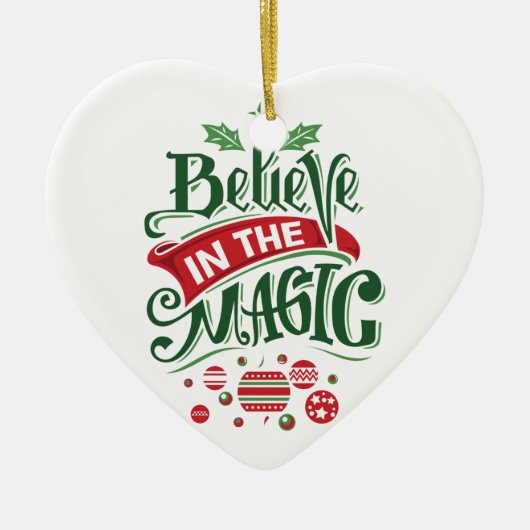 Geloof in de Magic Kersttypografie Keramisch Ornament (Voorkant)