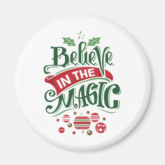 Geloof in de Magic Kersttypografie Magneet (Voorkant)