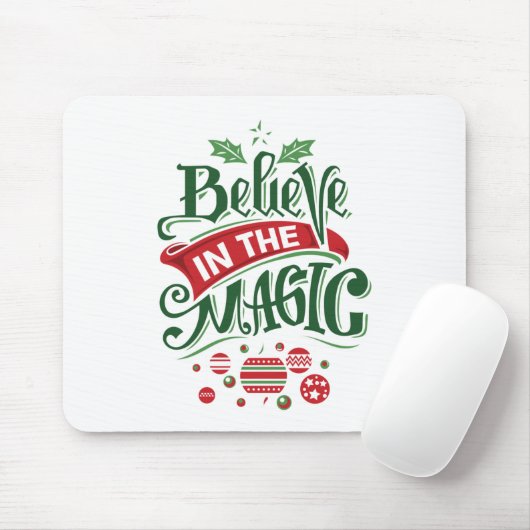 Geloof in de Magic Kersttypografie Muismat (Met muis)