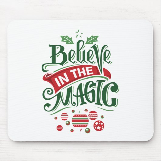 Geloof in de Magic Kersttypografie Muismat (Voorkant)