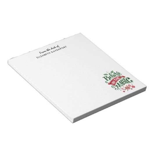 Geloof in de Magic Kersttypografie Notitieblok (Schuin)
