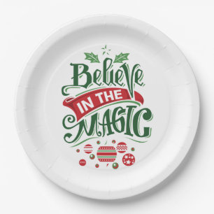 Geloof in de Magic Kersttypografie Papieren Bordje