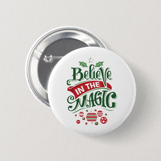Geloof in de Magic Kersttypografie Ronde Button 5,7 Cm (Voorkant /achterkant)