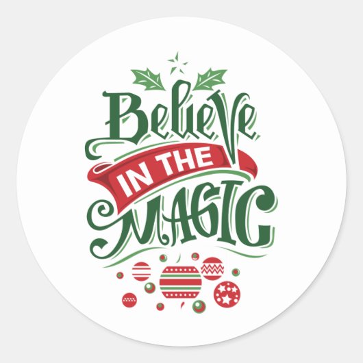 Geloof in de Magic Kersttypografie Ronde Sticker (Voorkant)