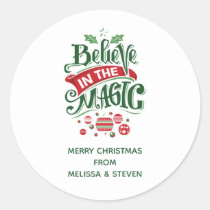 Geloof in de Magic Kersttypografie Ronde Sticker