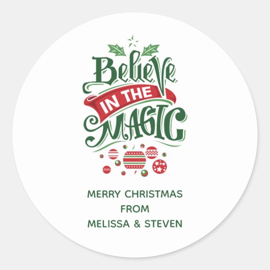 Geloof in de Magic Kersttypografie Ronde Sticker (Voorkant)