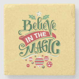 Geloof in de Magic Kersttypografie Stenen Onderzetter