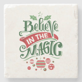 Geloof in de Magic Kersttypografie Stenen Onderzetter
