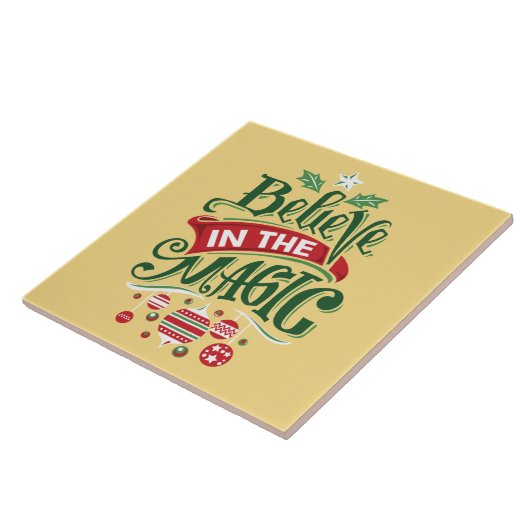 Geloof in de Magic Kersttypografie Tegeltje (Zijkant)