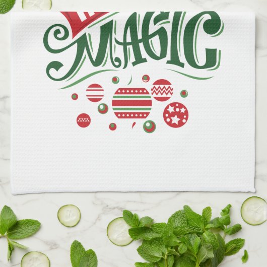 Geloof in de Magic Kersttypografie Theedoek (Gevouwen)