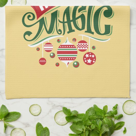 Geloof in de Magic Kersttypografie Theedoek (Gevouwen)