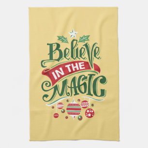 Geloof in de Magic Kersttypografie Theedoek