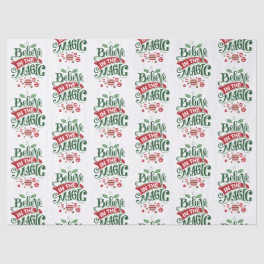 Geloof in de Magic Kersttypografie Tissuepapier (Voorkant)
