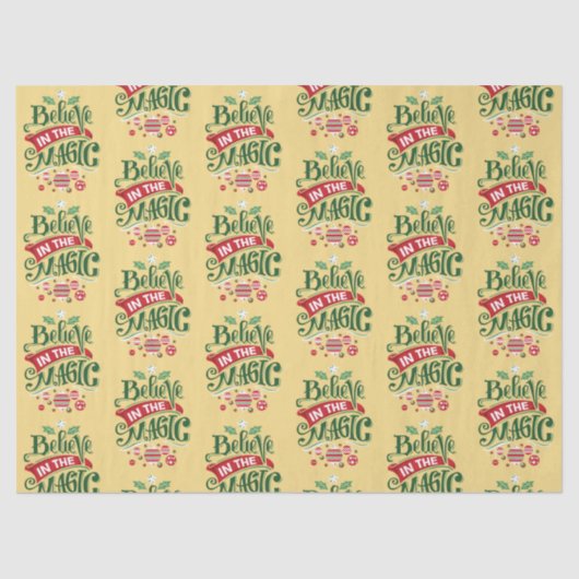 Geloof in de Magic Kersttypografie Tissuepapier (Voorkant)