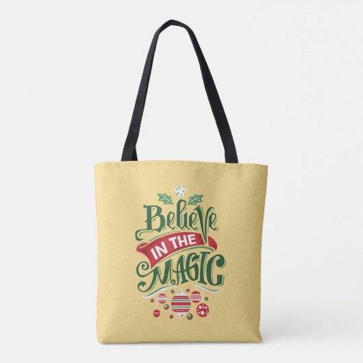 Geloof in de Magic Kersttypografie Tote Bag (Achterkant)