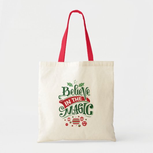 Geloof in de Magic Kersttypografie Tote Bag (Voorkant)