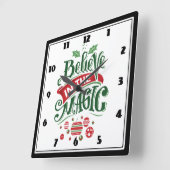 Geloof in de Magic Kersttypografie Vierkante Klok (Hoek)