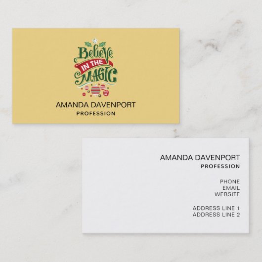 Geloof in de Magic Kersttypografie Visitekaartje (Voorkant / Achterkant)