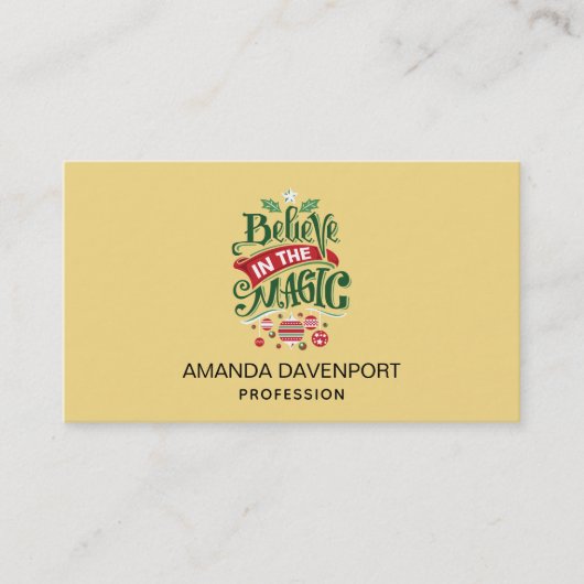 Geloof in de Magic Kersttypografie Visitekaartje (Voorkant)