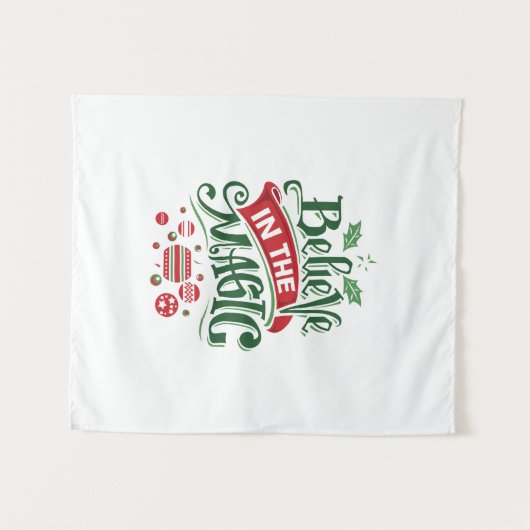 Geloof in de Magic Kersttypografie Wandkleed (Voorkant (horizontaal))