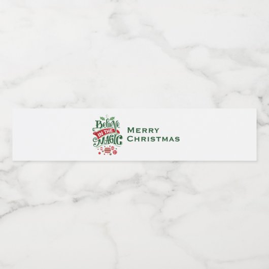 Geloof in de Magic Kersttypografie Waterfles Etiket (Enkel label)