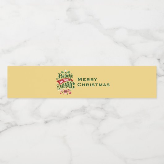 Geloof in de Magic Kersttypografie Waterfles Etiket (Enkel label)