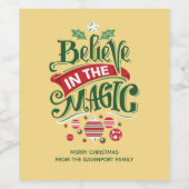 Geloof in de Magic Kersttypografie Wijn Etiket (Enkel label)