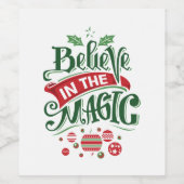 Geloof in de Magic Kersttypografie Wijn Etiket (Enkel label)