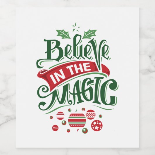 Geloof in de Magic Kersttypografie Wijn Etiket (Enkel label)