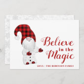 Geloof in de Magic Modern Red White Cute Gnome Feestdagenkaart (Voorkant / Achterkant)