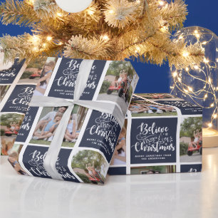 Geloof in de Magic of Kerstfoto Collage Cadeaupapier