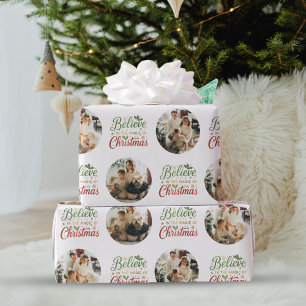 Geloof in de Magic of Kerstfoto Collage Cadeaupapier
